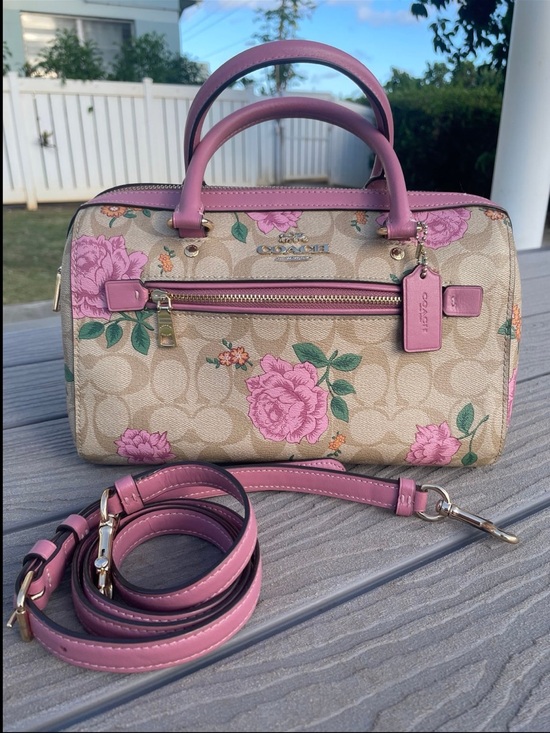 Coach Handbags - Coach Medium Prairie Pink Floral Signature Rowen